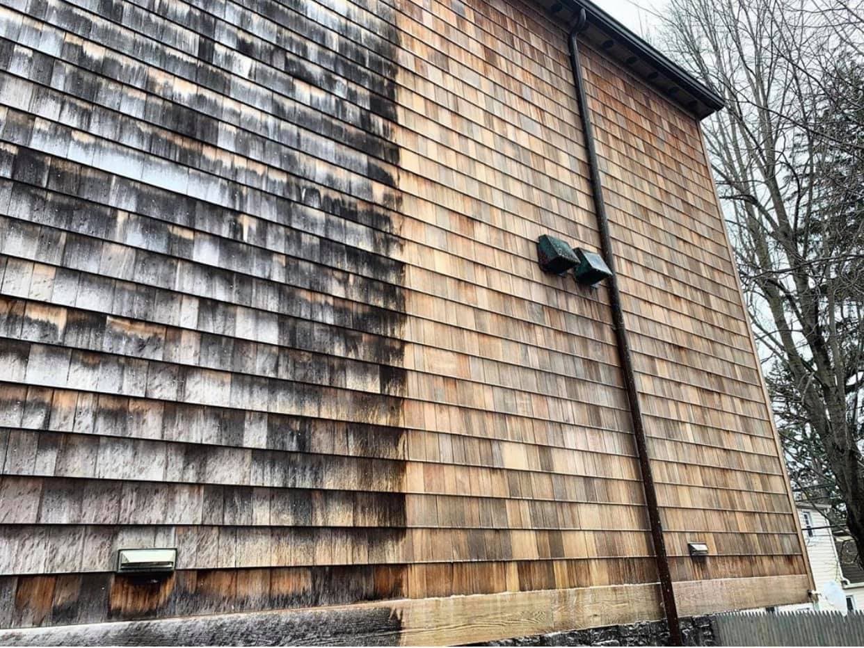 Cedar siding restoration that brings the wood back to life